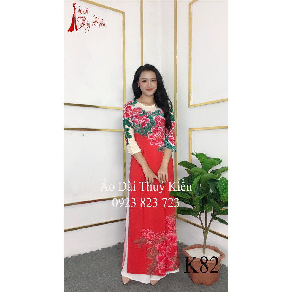 Áo dài cách tân nữ truyền thống thiết kế may sẵn tết ao dai lá đa sắc K82 Thúy Kiều mềm mại co giãn áo dài giá rẻ