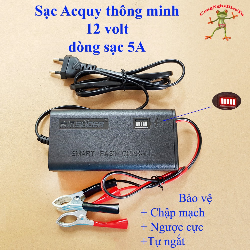 sạc acquy thông minh 12 volt dòng sạc 5A