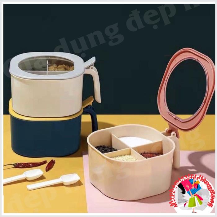 Lọ đựng gia vị, hũ đựng gia vị thủy tinh kèm thìa múc