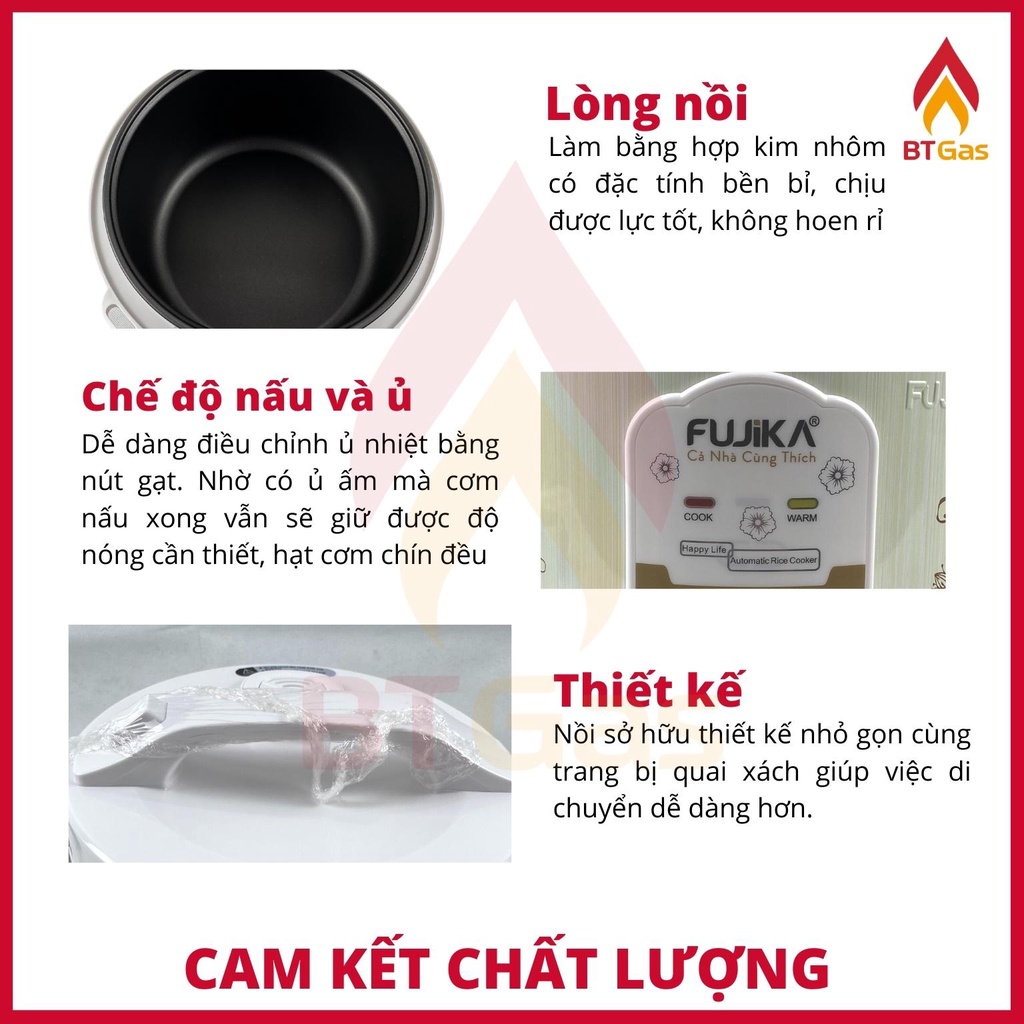 [Mã ELHADEV giảm 4% đơn 300K] Nồi cơm điện gắp gài, nồi cơm điện mini Fujika dung tích 1L - 1.5L - 1.8L NC-Series