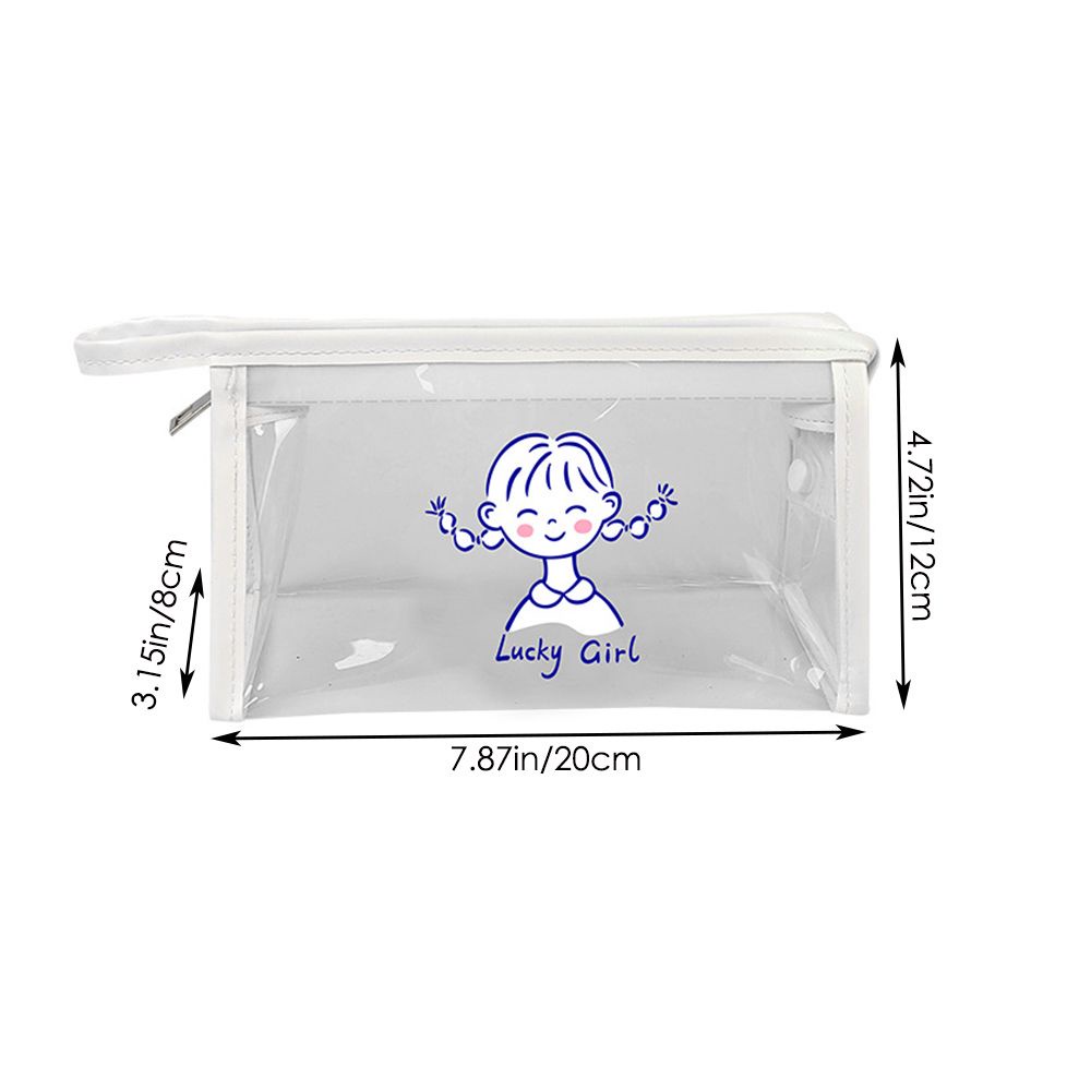 UUMIR Túi đựng bút/đồ trang điểm trong suốt in họa tiết hoạt hình dễ thương có khóa kéo tiện dụng thích hợp cho nữ