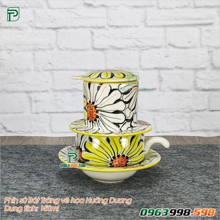 Phin cafe bằng gốm sứ Bát Tràng vẽ hoa Hướng Dương