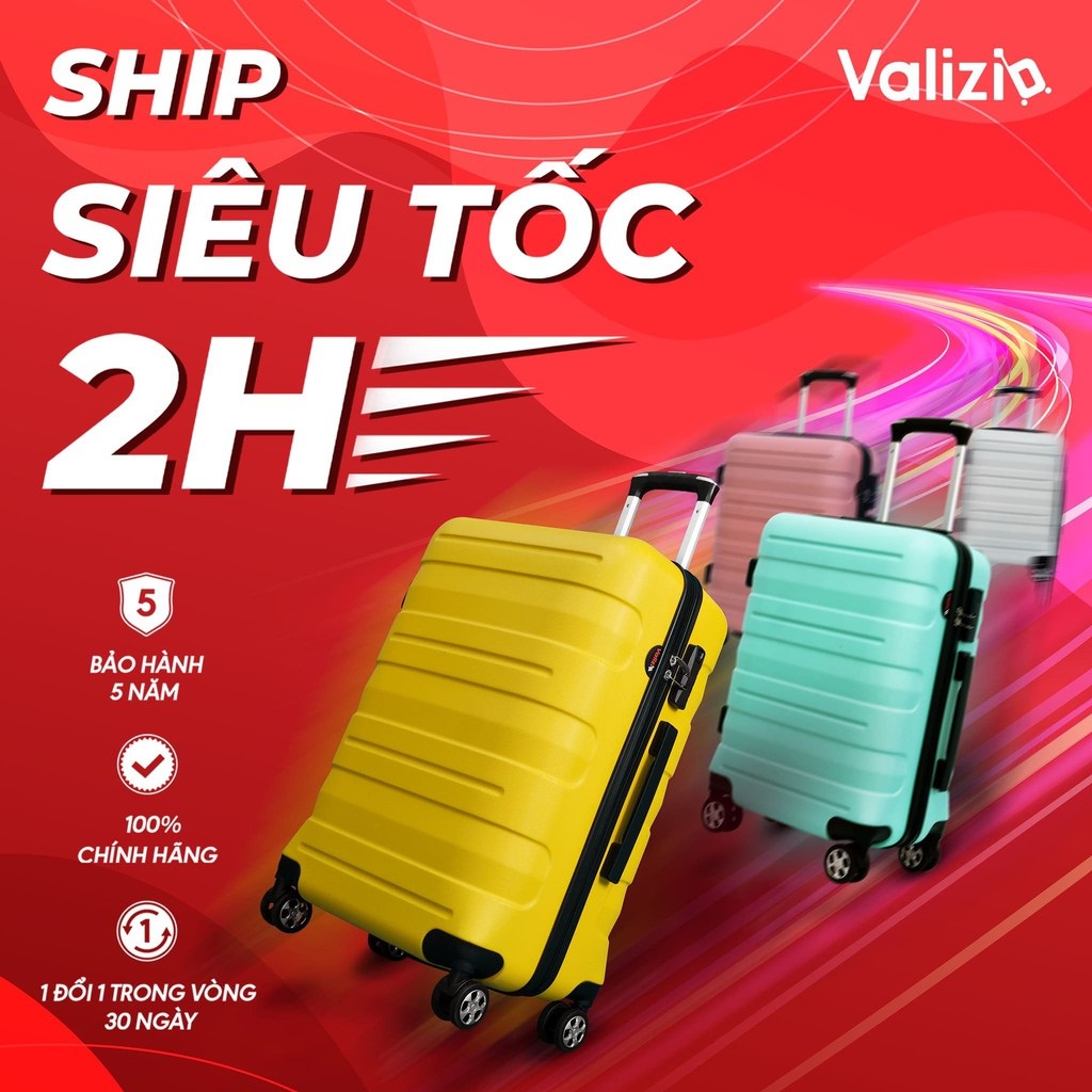 Vali kéo du lịch Valizio 209 Size 24 Nowship 2h  - Vali chống va đập tay kéo nhôm không rỉ sét - VALIZIO