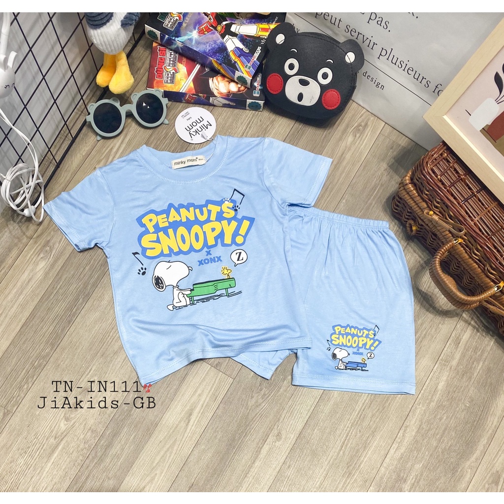 Bộ Cộc Tay THUN LẠNH MINKY MOM In Hình Snoopy Ngộ Nghĩnh Cho Bé TN-IN111