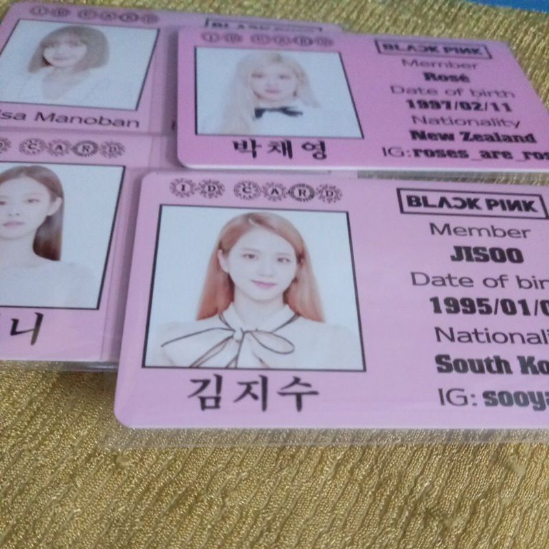 Set 4 thẻ card nhựa BLACKPINK - ID CARD in 2 mặt bo góc có chữ ký