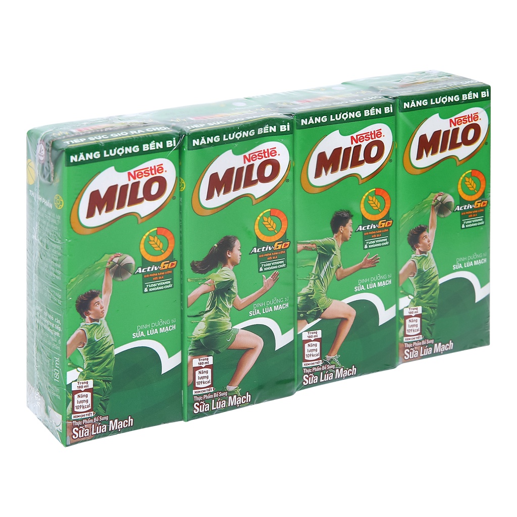Sữa Milo lúa mạch vỉ 4 hộp x 180ml