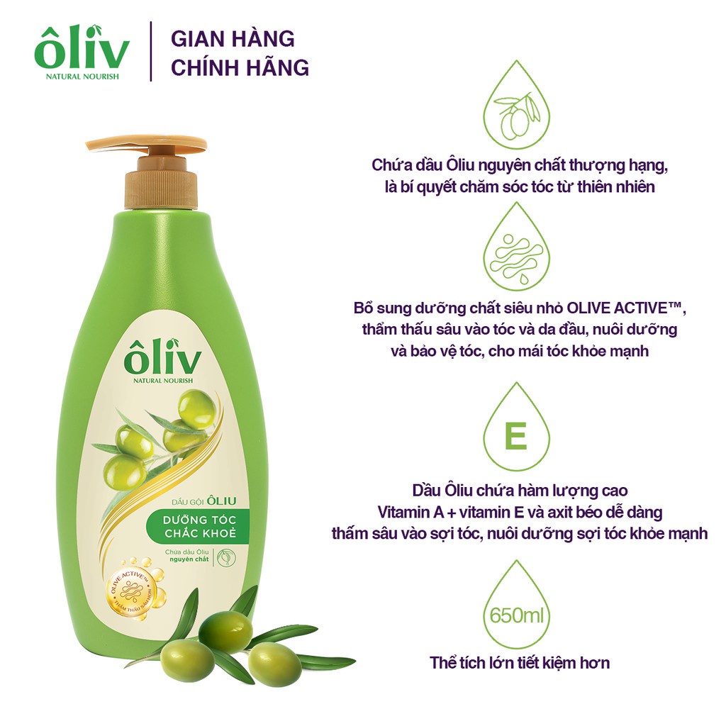 Combo Sữa Tắm Ôliv Sáng Da 650ml + Dầu Gội Ôliv Dưỡng Tóc Chắc khỏe 650ml