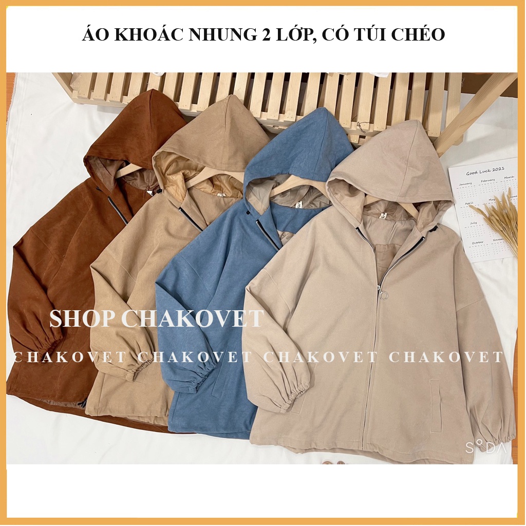 Áo khoác nhung nữ AK888, kiểu áo khoác Bomber có mũ thiết kế 2 lớp dài tay có túi chéo 2 bên có thể mix nhiều trang phục
