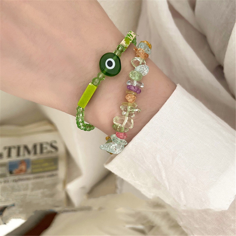 Cod Qipin Vòng Tay Chuỗi Hạt Màu Xanh Lá Cây Ngọt Ngào Nhiều Màu Sắc Thời Trang Hàn Quốc Làm Quà