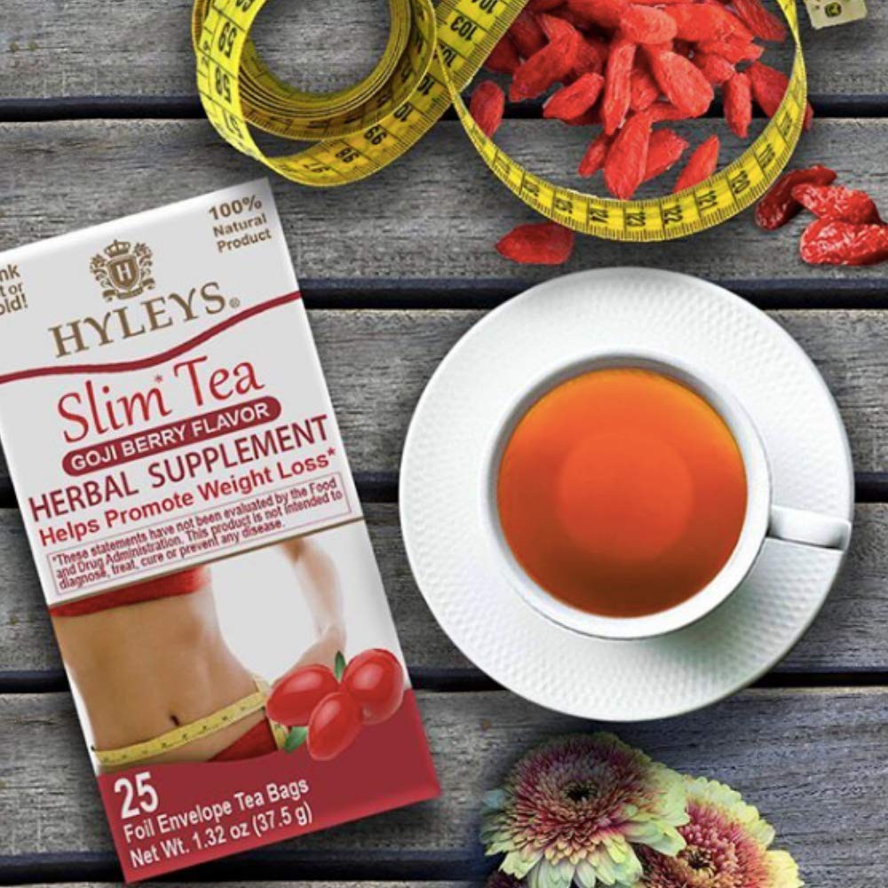 Slim tea Hyleys Trà thảo mộc USA - Trà giảm cân - uống buổi sáng, buổi tối Acai Berry, Goji Berry