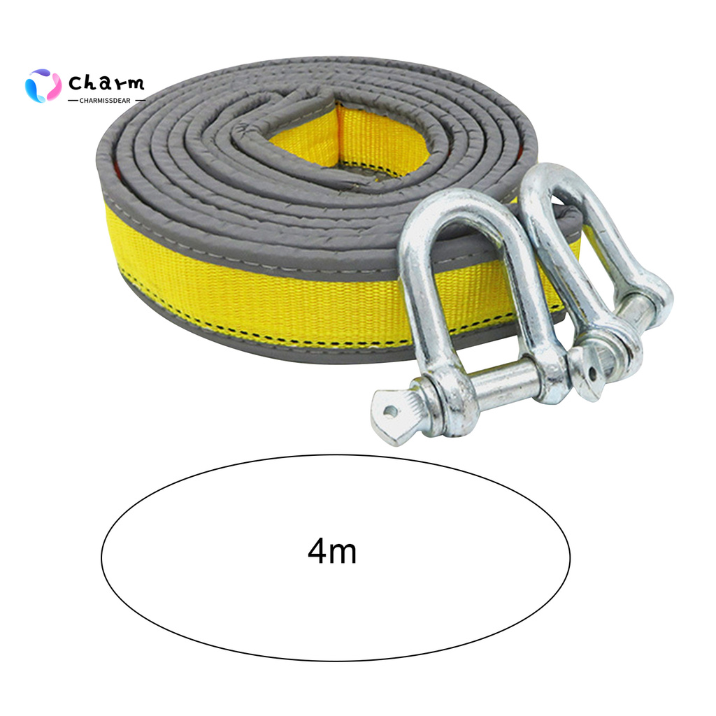 [CHS] COD 3Pcs/Set 4m Tow Strap with U-shaped Hooks Reflective Design Yellow Multifunctional Car Haul Rope for Outdoor