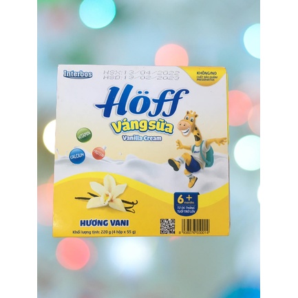 4 hộp váng sữa tươi Hoff hương vani và sữa non Hoff 220gr (55g x 4)