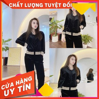 Sét bộ nhung bo viền thể thao cho nữ