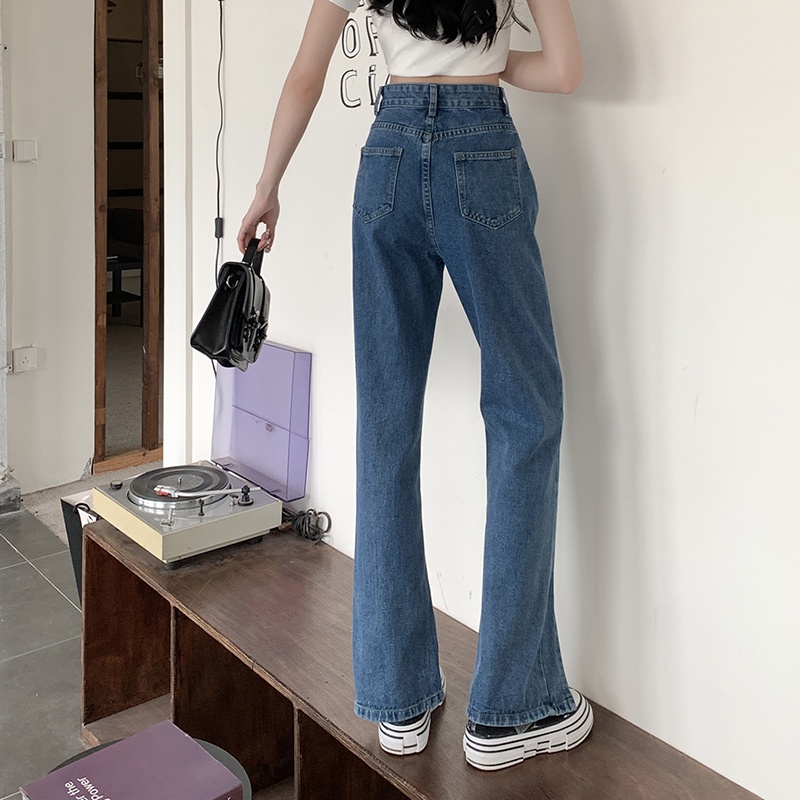 SUXI Quần Jean Dài Lưng Cao Màu Sắc Đơn Giản Dễ Phối Đồ Thời Trang Mùa Hè Cho Nữ