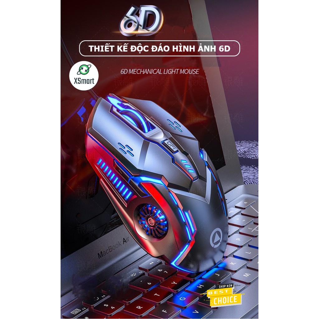 Chuột chơi game máy tính có đèn led đổi màu G5 Gaming thiết kế 6D, chỉnh được DPI, tương thích pc, laptop, máy tính bàn