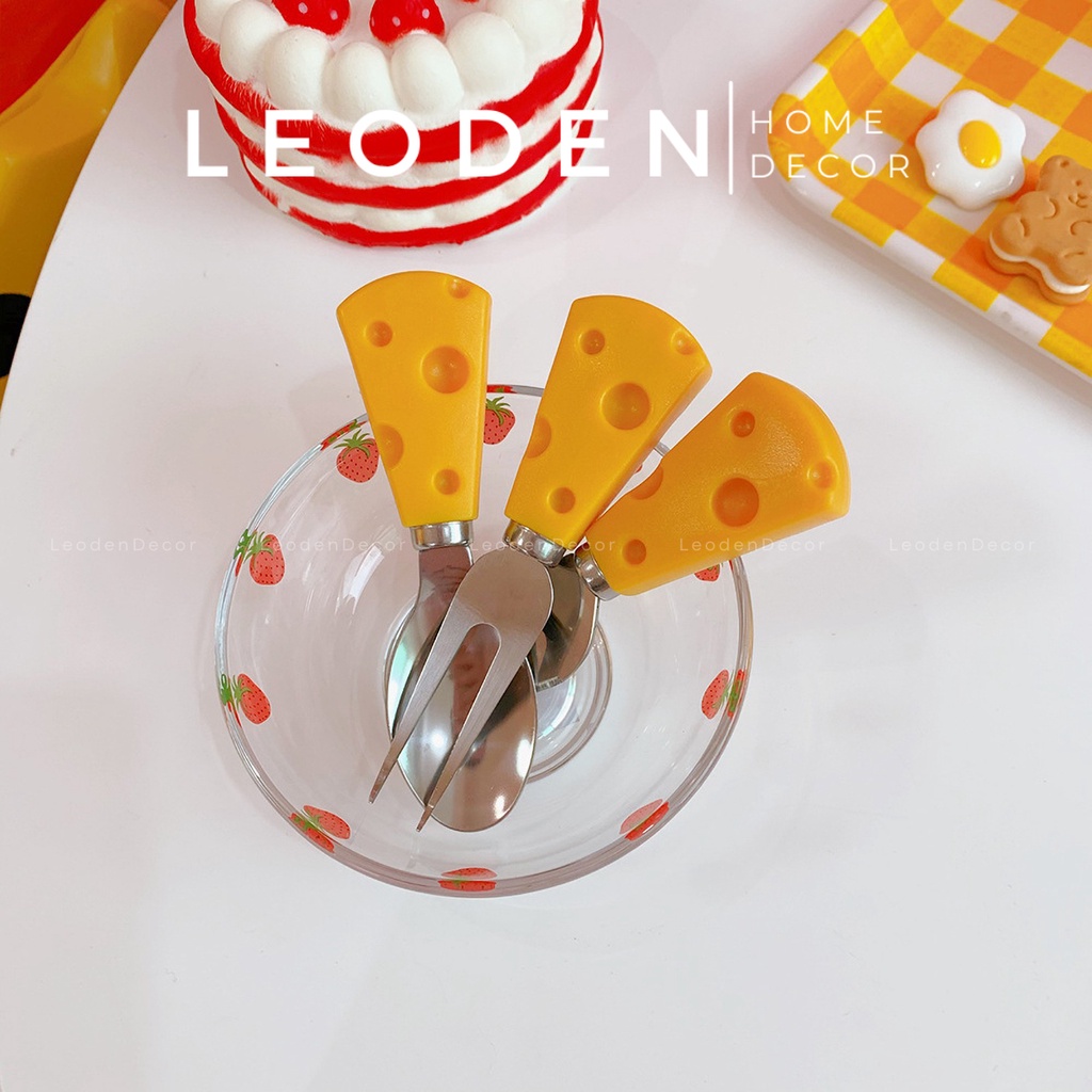 Bộ muỗng nĩa hình phô mai xinh xắn phong cách Hàn Quốc – LEODEN Decor