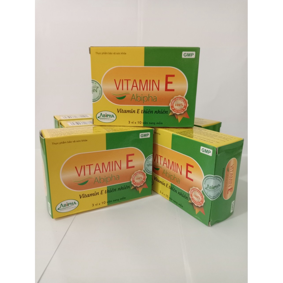 VITAMIN E Abipha Hộp 30 viên hạn chế lão hóa giúp làm đẹp da..