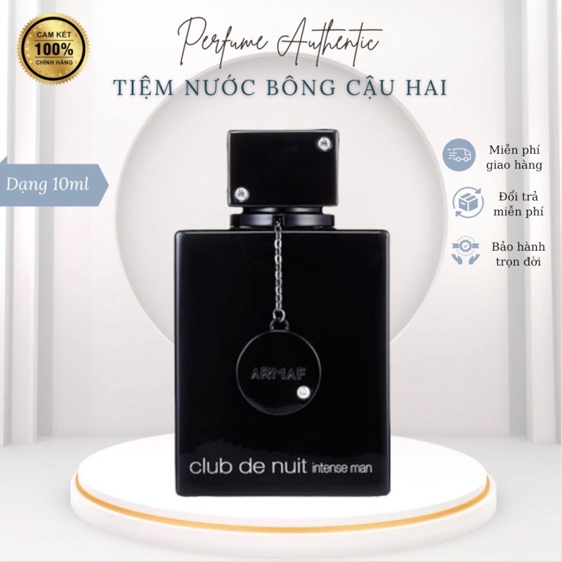 Nước hoa nam Armap cao cấp hương gỗ thơm cay nồng Cậu Hai Perfume | 10ml Club De Nuit Intense For Ma