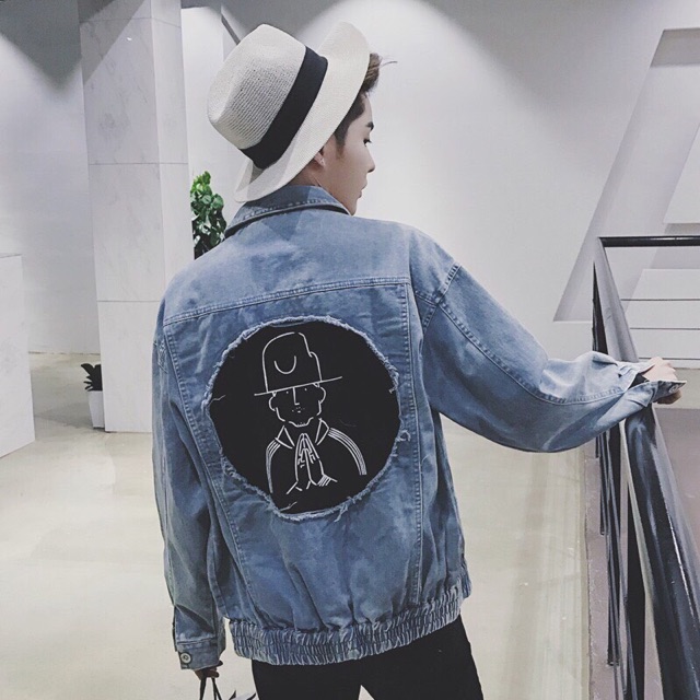 Áo khoác jean nam in person màu đen FC sang đẹp hàng loại 1