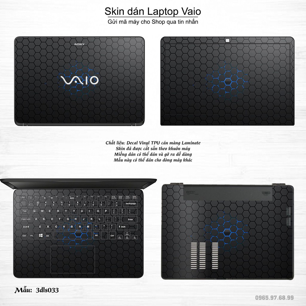 Skin dán Laptop Sony Vaio in hình 3D Color (inbox mã máy cho Shop)