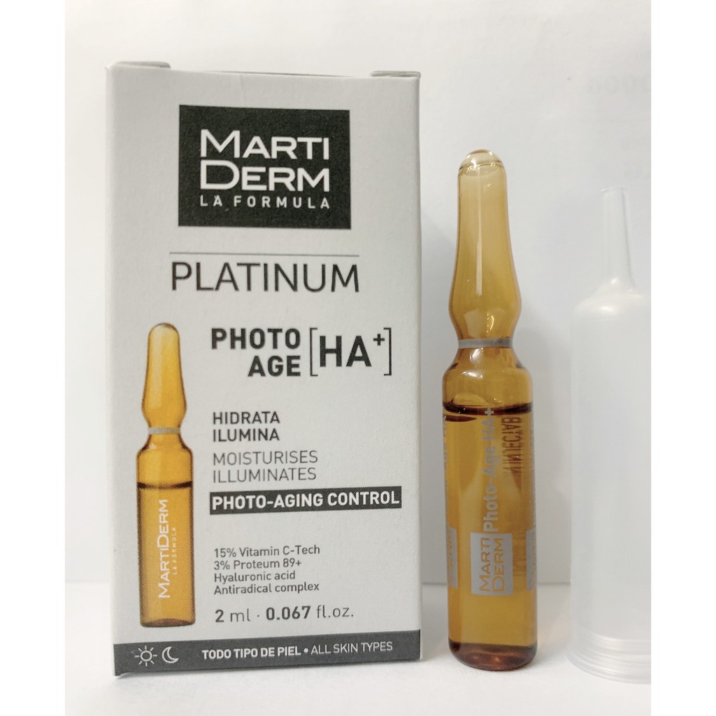 Nguyên chất Ampoules 15% Vitamin C MartiDerm Platinum Photo Age HA+ Chống Lão Hóa Sáng Da Cấp Ẩm 5 Ống 10ml