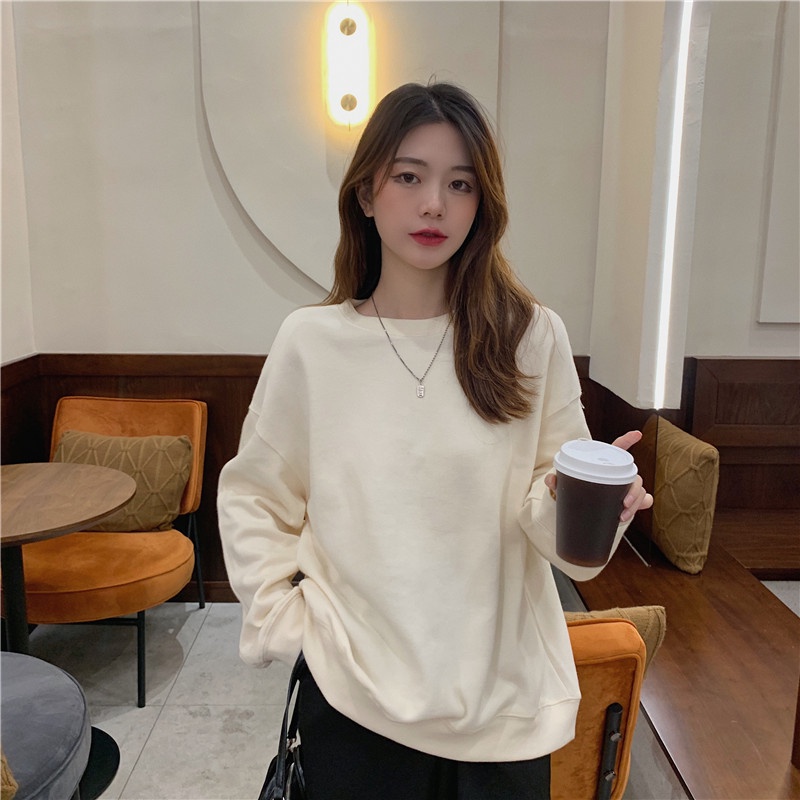 Xiaozhainv Áo Sweater Tay Dài Màu Trơn Phong Cách Hàn Quốc Năng Động Cho Nữ | BigBuy360 - bigbuy360.vn