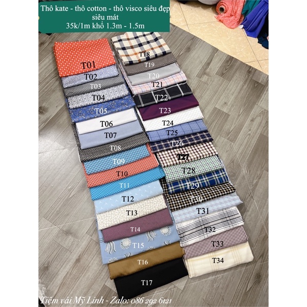 Vải Thô cotton thô kate - Linen hàn quốc xuất dư mặc siêu mát thấm hút mồ hôi, may không cần lót.