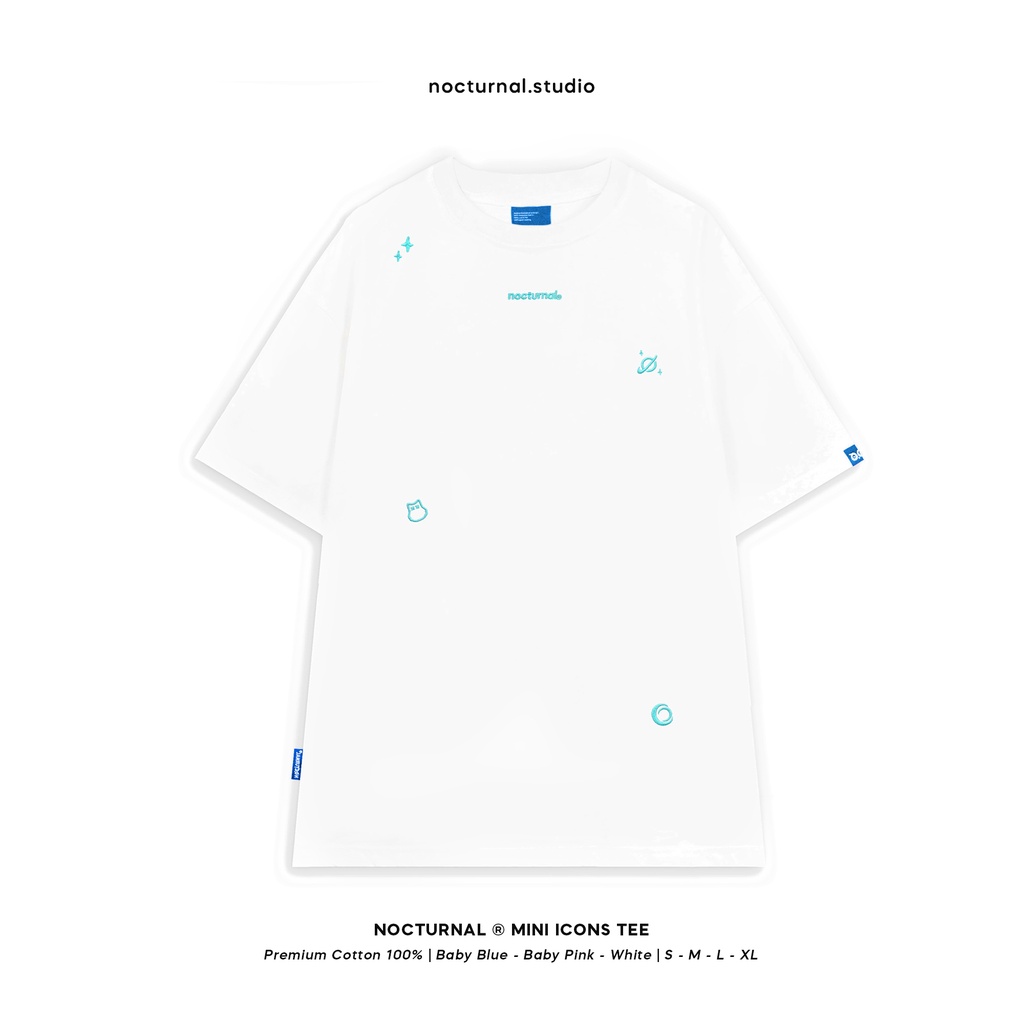 Áo Thun Thêu NOCTURNAL Mini Icons Tee Cotton 100%  Unisex Form Rộng Tay Lỡ Oversize Local Brand