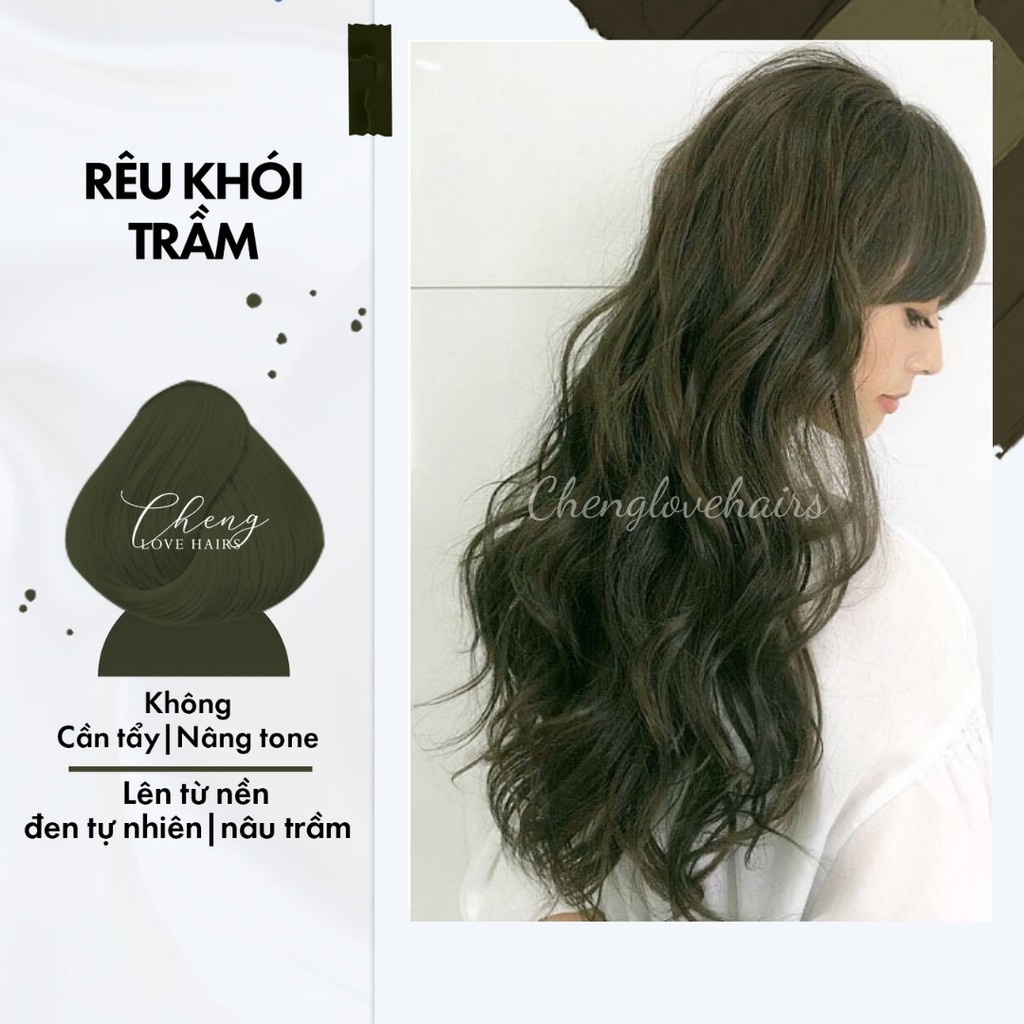 Thuốc nhuộm tóc Rêu khói trầm không tẩy lên từ nền đen