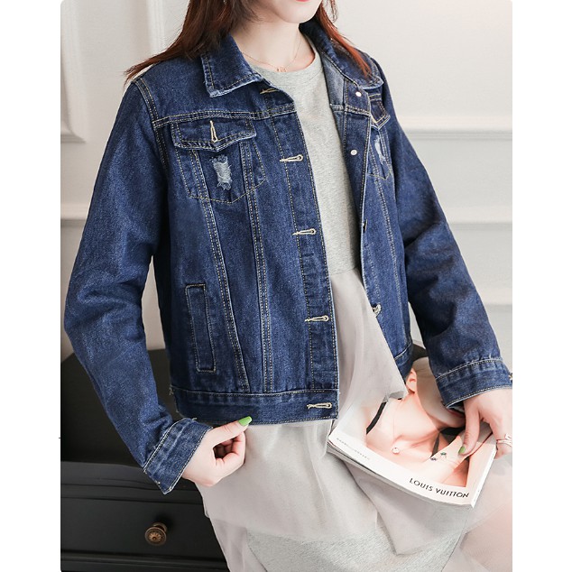 Áo Khoác Denim Tay Dài Dáng Ôm Thời Trang Xuân Thu Cho Nữ