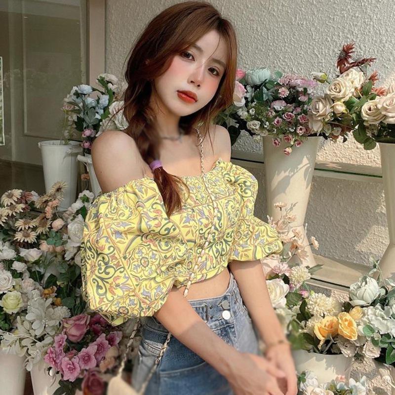 Áo kiểu tay phồng in hoa thời trang hàn quốc xinh xắn dành cho nữ