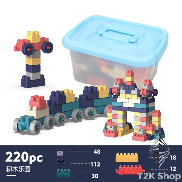 Đồ chơi lego 220 chi tiết cho bé - bộ lắp ghép cho bé 220 chi tiết phát triển trí tuệ cho trẻ- T2K Shop