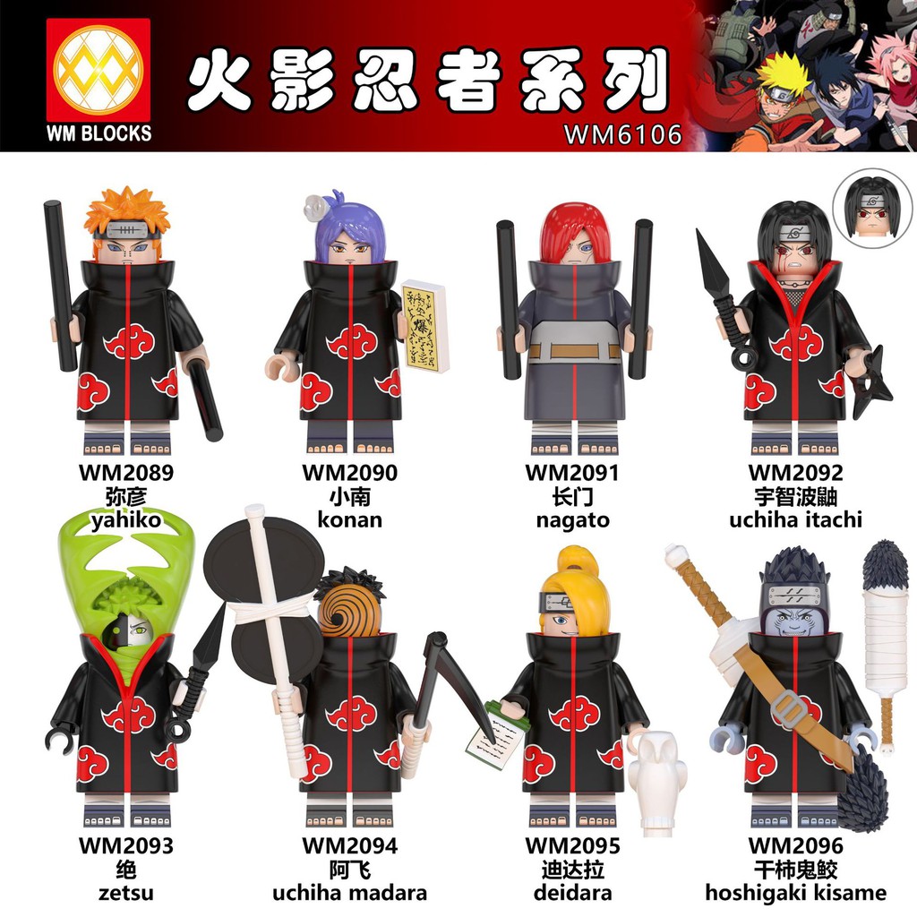 Minifigures Các Nhẫn Giả Naruto Uchiha Obito - Uzumaki Naruto - Uchiha Sasuke - Hatake Kakashi WM6105 WM6106