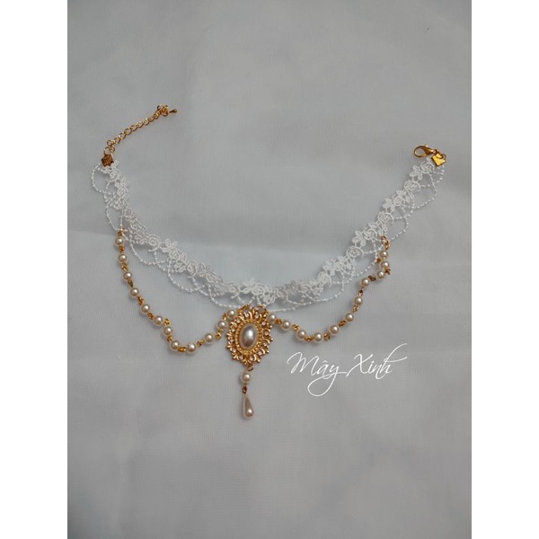 Vòng cổ choker lolita đính mặt đá xinh