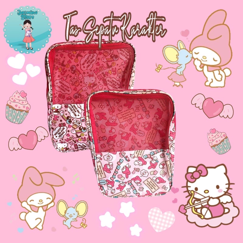 Túi Đựng Giày / Túi Sandal Hình Nhân Vật Hello Kitty / My Melody