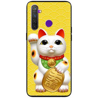 Ốp lưng realme 5/ realme 5 pro, realme q - mèo may mắn nền vàng 2