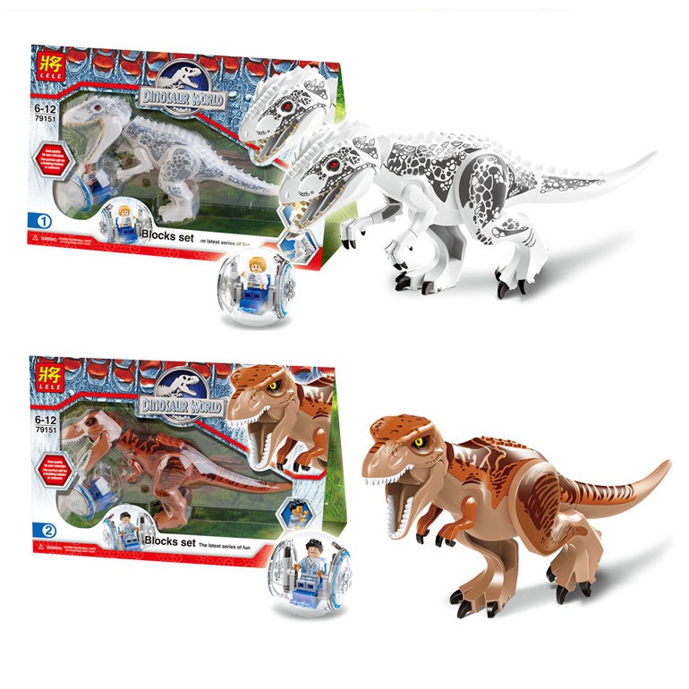 Lắp Ráp Xếp Hình Mô Hình Khủng Long Bạo Chúa T-Rex Jurassic Trắng Nâu YC77011