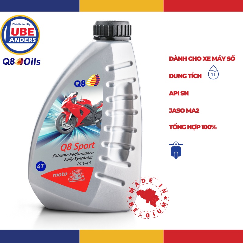 Nhớt xe máy Q8 Sport 4T 10W40 tổng hợp 100% nhớt xe máy số, nhớt xe tay ga 1000ml 1L