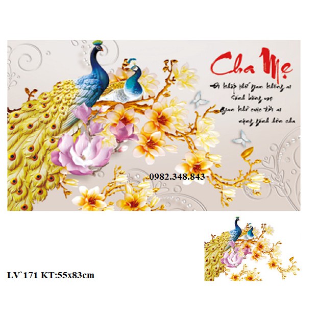 Tranh đính đá cha mẹ KT:55x83cm. Tranh gắn đá chưa làm.
