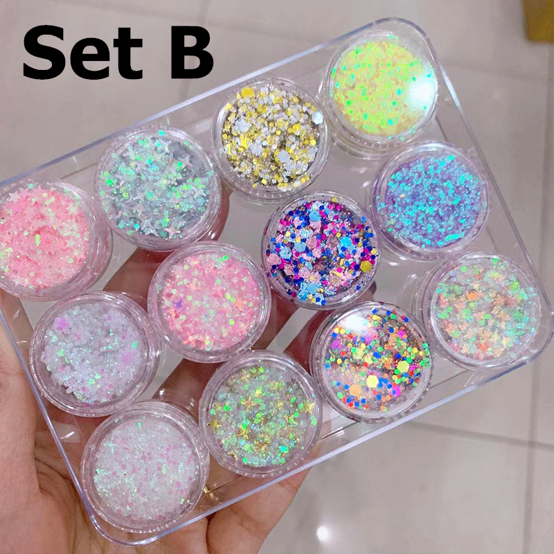 Set 12 Hộp Gel Kim Tuyến Trang Điểm Mắt Thời Trang