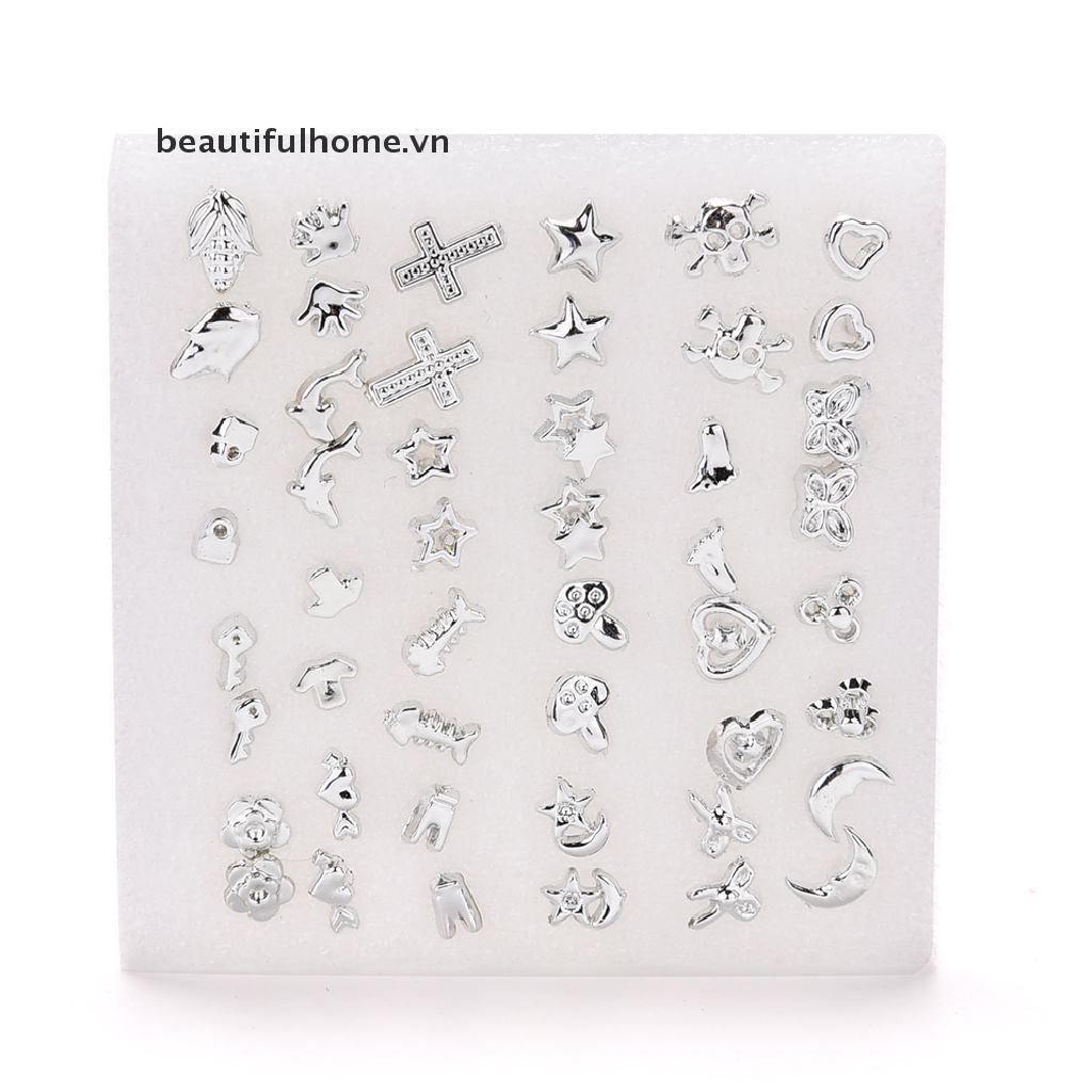 Bộ 24 Đôi Bông Tai Nhựa Mạ Bạc Thời Trang