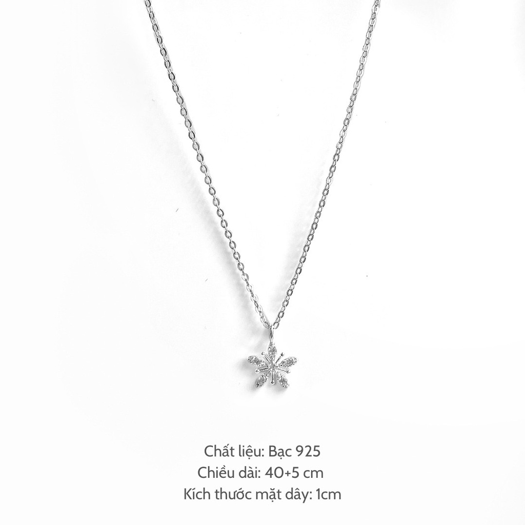 Vòng cổ bạc Miuu Silver, dây chuyền nữ bông tuyết đính đá Snowflakes Necklace