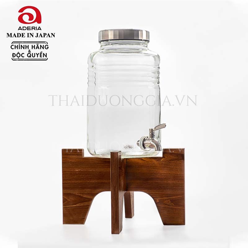 BÌNH THỦY TINH 5L (5000ml) NẮP MẠ NIKEN, VÒI KIM LOẠI ADERIA - SẢN XUẤT TẠI NHẬT BẢN.