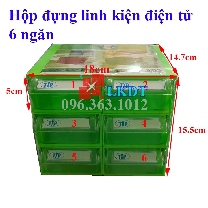 LKDT Hộp đựng linh kiện điện tử 6 ngăn