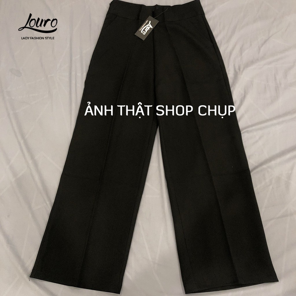 Quần ống rộng Louro L3000 khoá hông cạp cao,CÓ ẢNH THẬT dáng culottes ống sớ trơn 3 màu trắng đen be kiểu dáng đơn giản | BigBuy360 - bigbuy360.vn