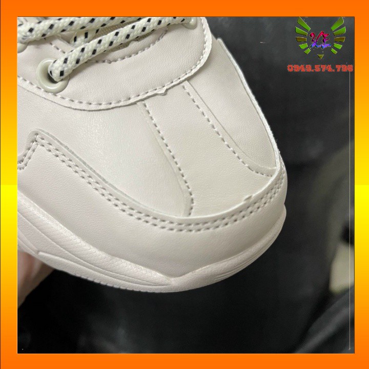 Giày sneaker đế cao be sữa  chữ  đen [hỗ trợ đổi trả] cho nam nữ