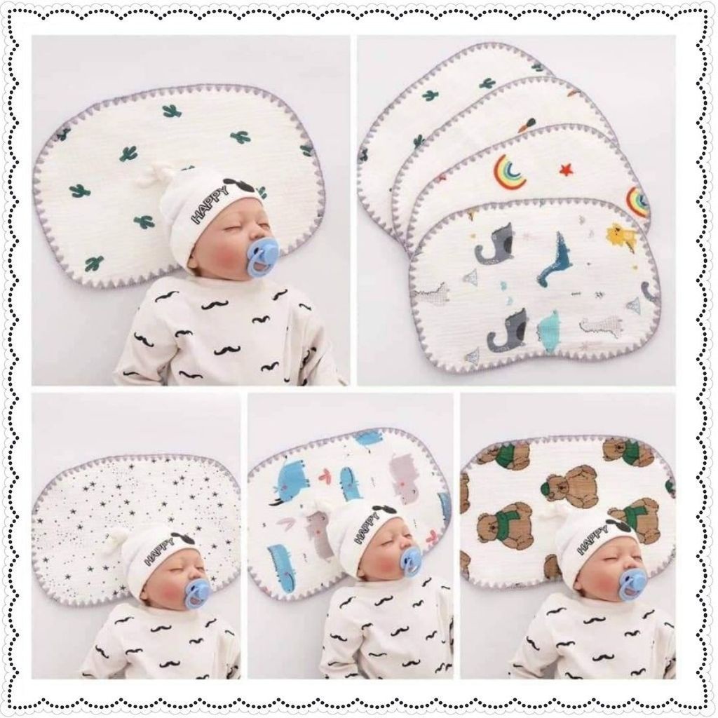 Gối cho bé sơ sinh zozon gối cho trẻ em nằm ngủ chất liệu cotton 10 lớp chống trào ngược méo đầu cho em bé 0 tháng tuổi