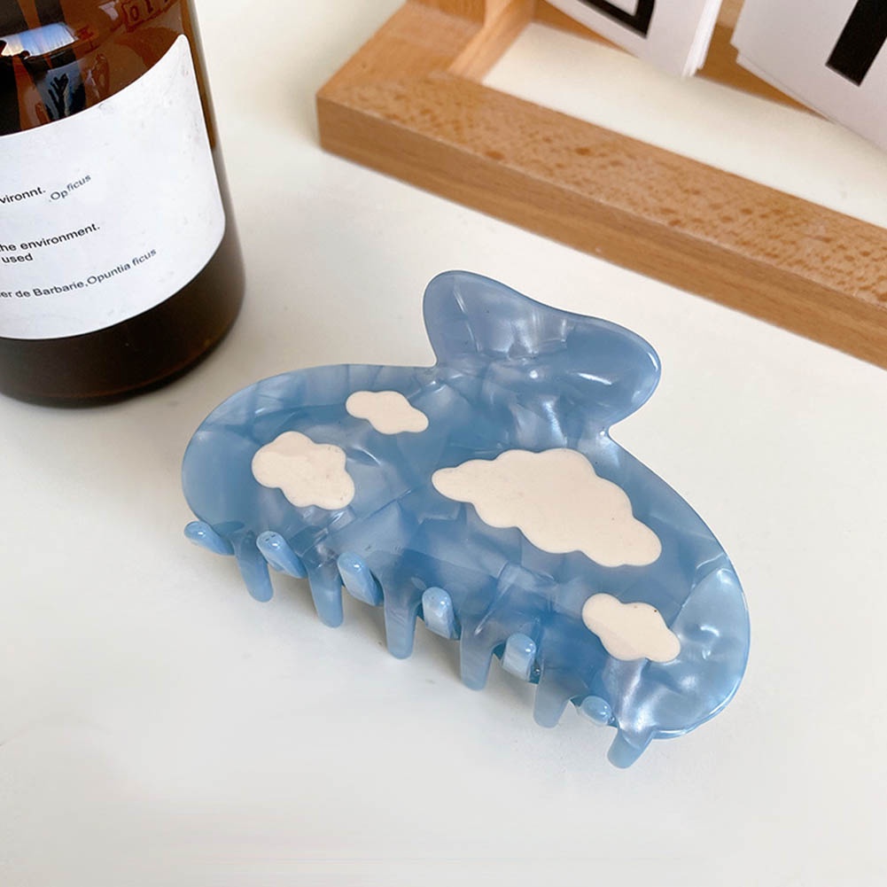 Kẹp Tóc Hình Học Khoét Rỗng Màu Xanh Dương Lightning Hoạt Hình Đám Mây Thời Trang Cho Nữ