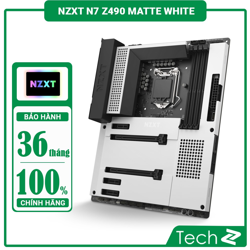 Mainboard NZXT N7 Z490 MATTE WHITE (Intel Z490, Socket 1200, ATX, 4 khe RAM DDR4)