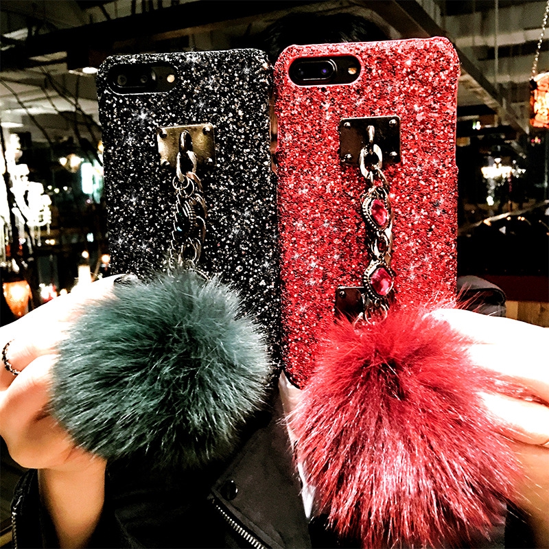 Samsung J3 J5 J7 2016 J3 J7 J2 J4 J6 J7 J8 Plus Pro 2018 J5 J7 Prime Note 8 9 10+ Hard Glitter Phone Cases With PomPom